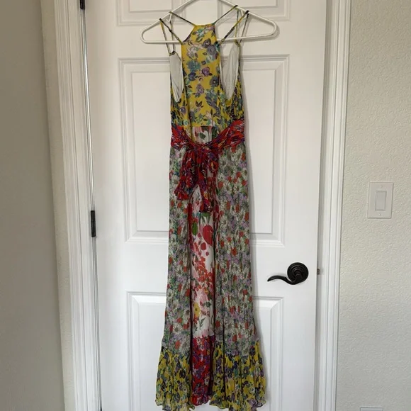 Anthropologie Yellow Ruched Tie Front Sundress - Picture 6 of 6